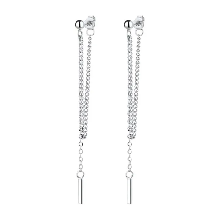 AretesPendientes largos de plata - con cadena