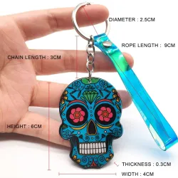 Crâne mexicain coloré - porte-clés