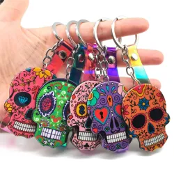 Crâne mexicain coloré - porte-clés