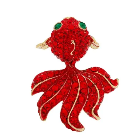 Rød krystal guldfisk - elegant broche