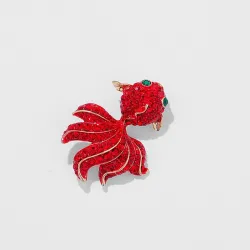 Rød krystal guldfisk - elegant broche