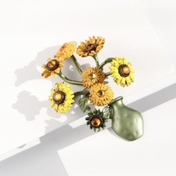 Vase med solsikker - retro brosje