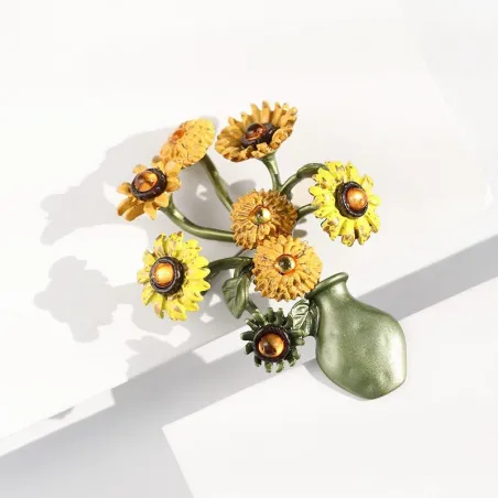 Vaso con girasoli - spilla retrò