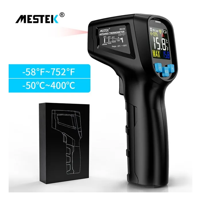 Cyfrowy termometr na podczerwień - pistolet laserowy - LCD - IR - bezkontaktowyTermometry