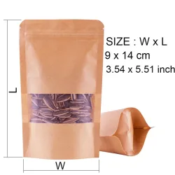 Bruin kraftpapier - ritssluitingszakjes - met helder venster - 50 stuksOpbergzakken