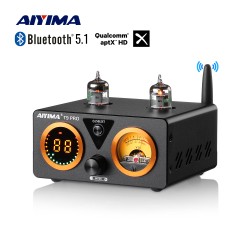 AIYIMA T9 PRO - Amplificador de áudio APTX HD Bluetooth - 100W * 2 - HiFi Estéreo com medidor VU