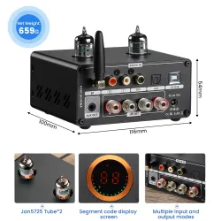AIYIMA T9 PRO - APTX HD Bluetooth lydforstærker - 100W * 2 - HiFi Stereo med VU meter