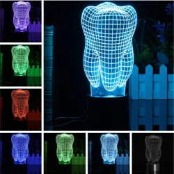 3D Tooth RGB LED-lampa - USB - touch-light