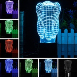Lâmpada LED RGB de dente 3D - USB - touch-light