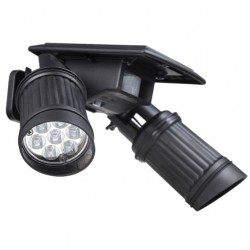 LED solcellelampe - PIR bevegelsessensor - dobbel hodespotlight - vanntett vegglampe