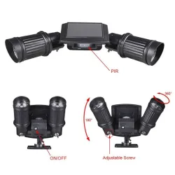 LED-Solarlampe – PIR-Bewegungssensor – Doppelkopfstrahler – wasserdichte Wandleuchte