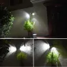 LED solcellelampe - PIR bevægelsessensor - dual head spotlight - vandtæt væglampe