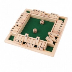 Chiudi la scatola - gioco da tavolo con dadi - 4 facce - 10 numeri - giocattolo in legno - 4 giocatori