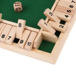 Chiudi la scatola - gioco da tavolo con dadi - 4 facce - 10 numeri - giocattolo in legno - 4 giocatori