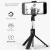 Perche à selfie 3 en 1 - sans fil - Bluetooth - monopode portable pliable - trépied - avec télécommande