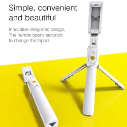 Perche à selfie 3 en 1 - sans fil - Bluetooth - monopode portable pliable - trépied - avec télécommande