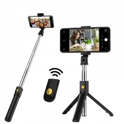 3 i 1 selfie stick - trådløs - Bluetooth - foldbar håndholdt monopod - stativ - med fjernbetjening