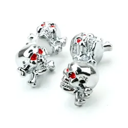 Universal tire air valve - caps - skull shape - 4 piecesValve caps
