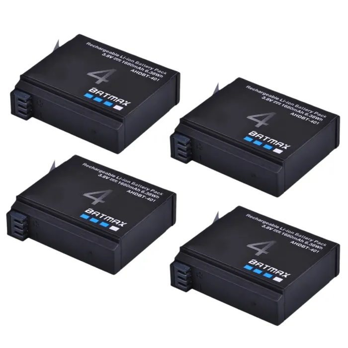 1680mAh AHDBT-401 batteri - for GoPro Hero 4 Action-Camera - 4 deler