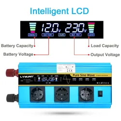 DC 12V a AC 220V 230V - 12000W - inverter solare sinusoidale - display LCD della tensione - telecomando wireless