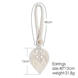 1Pc Gordijn Tieback Bohemian Gevlochten Macrame Gordijn Tieback Met Houten Kraal Touw Eenvoudige Kwastje Leaf Thuis Woonkamer De
