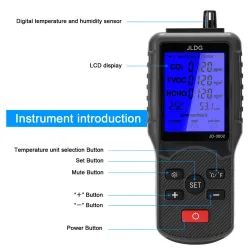 Testeur de dioxyde de carbone/détecteur de CO2/moniteur de qualité de l'air-mesure de température/humidité-testeur multifonction