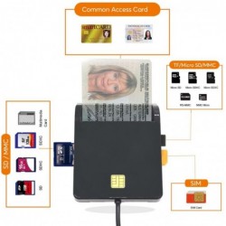 UTHAI - Lecteur de carte à puce - pour carte bancaire / SIM / IC / ID / EMV / SD / TF / MMC / USB - ISO / Windows / Linux / OS