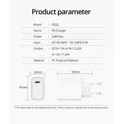 20W - PD - chargeur rapide - USB C - pour iPhone / iPad
