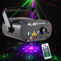 Mini luz de palco - projetor laser - com controle remoto - RGB - LED - 96 padrões