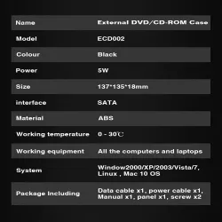 12.7mm USB 2.0 - DVD/CD-ROM case - optical disk drive SATA to SATA - external enclosureExternal storage