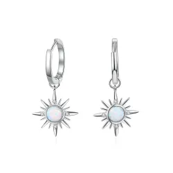 Boucles d'oreilles rondes avec une étoile / opale
