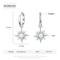 Boucles d'oreilles rondes avec une étoile / opale
