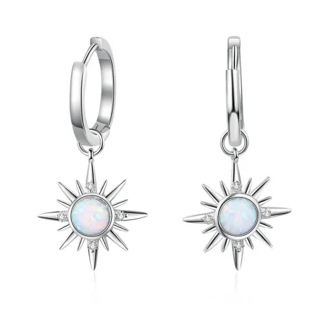 Boucles d'oreilles rondes avec une étoile / opale