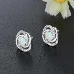 Twisted knot earrings - with opal / crystalsEarrings