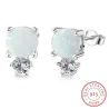 Elegant stud earrings - with round opal / crystalEarrings