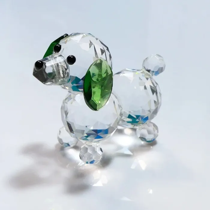 Färgglad kristallhund - statyett