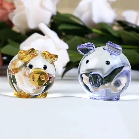 Farverig krystal piggy - figur