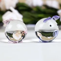 Farverig krystal piggy - figur