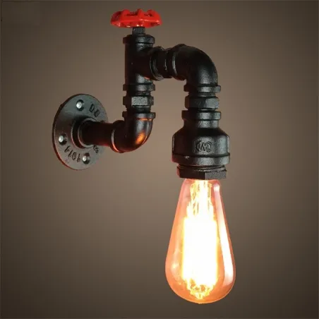 Amerikansk industrirør - vegglampe i jern
