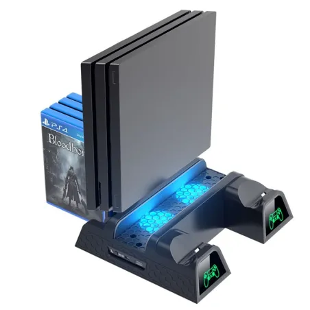 Dubbel laddningsdocka - kylstativ - LED - för PS4 / PS4 Slim / PS4 Pro-kontroller