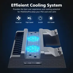 Dobbel ladedokking - kjølestativ - LED - for PS4 / PS4 Slim / PS4 Pro-kontroller