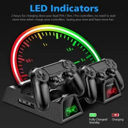 Kaksoislataustelakka - jäähdytysteline - LED - PS4 / PS4 Slim / PS4 Pro -ohjaimelle