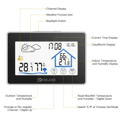Trådløst touch screen termometer - indendørs / udendørs