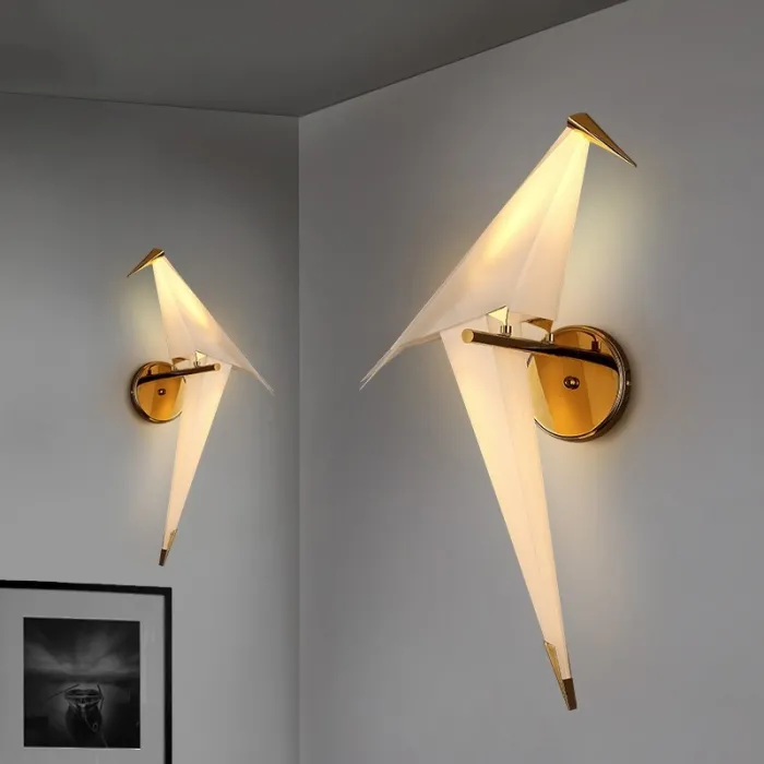LED-seinävalaisin - origami-paperi lintusuunnittelu