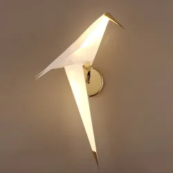 LED vegglampe - origami papir fugl design