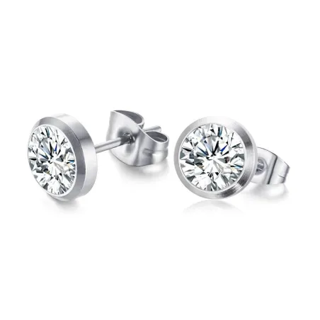 Brincos pequenos clássicos - com cristal branco redondo