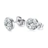 Klassiske små øredobber - med en rund hvit krystall