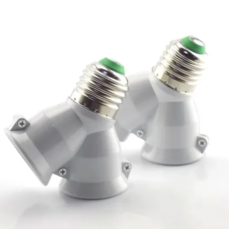 E27 til E27 - 1 til 2 lampe - sokkel sokkel - omformer - splitter - adapter - brannsikker