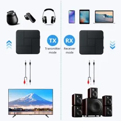 AudioReceptor de audio - transmisor - Bluetooth - jack AUX 3.5mm - RCA - USB - adaptador inalámbrico con micrófono