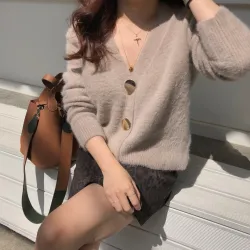 Hoodies & JerséisCárdigan suave de moda - suéter corto suelto - con botones - cachemira de visón